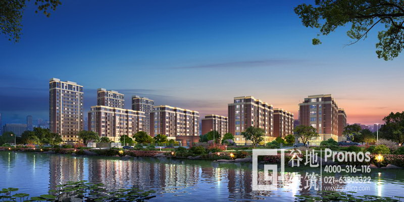 中糧太倉湖畔祥云花苑住宅群體人視效果圖