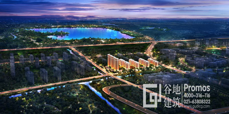 中糧太倉湖畔祥云花苑區域鳥瞰效果圖