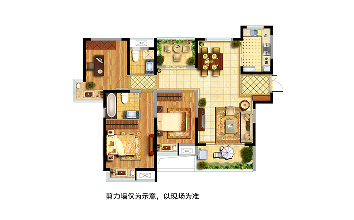 室內平面效果圖制作四家具家電的擺放圖