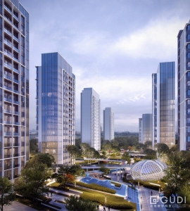 未來社區高層住宅景觀效果圖