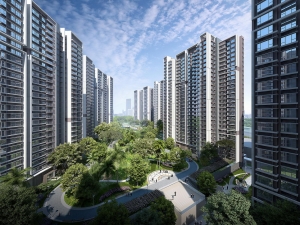 高層住宅景觀效果圖半鳥瞰